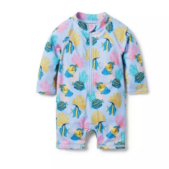 Janie and Jack 100048606 Baby Coral Fish Rash Guard Swimsuit NWT 3-6 m - Picture 1 of 7
